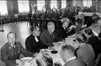 Karlsborg, kungabesök och invigning av museet år 1962. Från lunchen, övl Lars Bratt, kyrkoherde Mellander, Thofeldt m.fl.