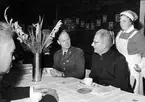 Karlsborg, kungabesök och invigning av museet år 1962. Från lunchen, diakon G Andersson m.fl.