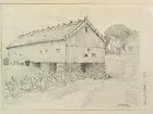 Bohuslän, Krokstad. Ladugård. Teckning av Ferdinand Boberg.