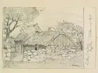 Halland, Himle hd., Lindbergs sn. Ryggåsstuga i Bläshammar. Teckning av Ferdinand Boberg