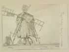 Öland, Slättbo hd., Räpplinge sn., Tomteby. Väderkvarnar. Teckning av Ferdinand Boberg.
