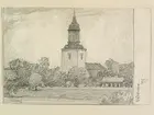 Dalarna, Hedemora kyrka. Teckning av Ferdinand Boberg