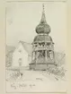 Teckning av Ferdinand Boberg. Hälsingland, Högs kyrka