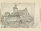 Östergötland, Skänninge, Vårfrukyrkan. Teckning av Ferdinand Boberg