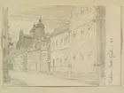 Teckning av Ferdinand Boberg. Kalmar, Vestra sjögatan