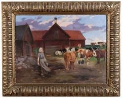 Kvällsmjölkning [Målning]
