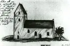Teckning av Stenåsa  kyrka