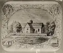 Teckning av den gamla kyrkan i Västra Ed 1863, samma år som den nya kyrkan uppfördes.