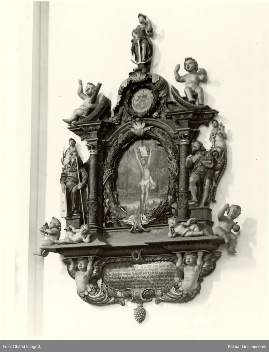 Epitafium för Diedrich Mühlenbruch. Född 1626 i Lübeck. Död 1712 i Kalmar.