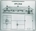 Lantbruksskolebyggnaden. Akvarellerad teckning av C A Nilsson.

Fasaden och planritning.