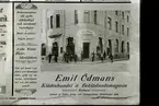 Kvarteret Köpmannen, Larmtorget, Kalmar. Emil Ödmans Klädeshandel & Beklädnadsmagasin 