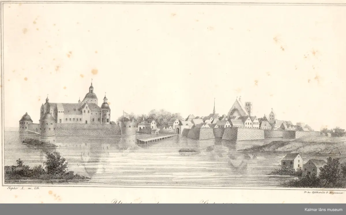Utsikt af gamla Kalmar stad 1645.