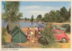 Lysingsbadet, Västervik. Tält, familj och en Volkswagen i förgrunden.