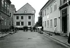 Areskogska husets flyttning 30.9. - 3.10. 1970. Ölandsgatan från sydväst.
