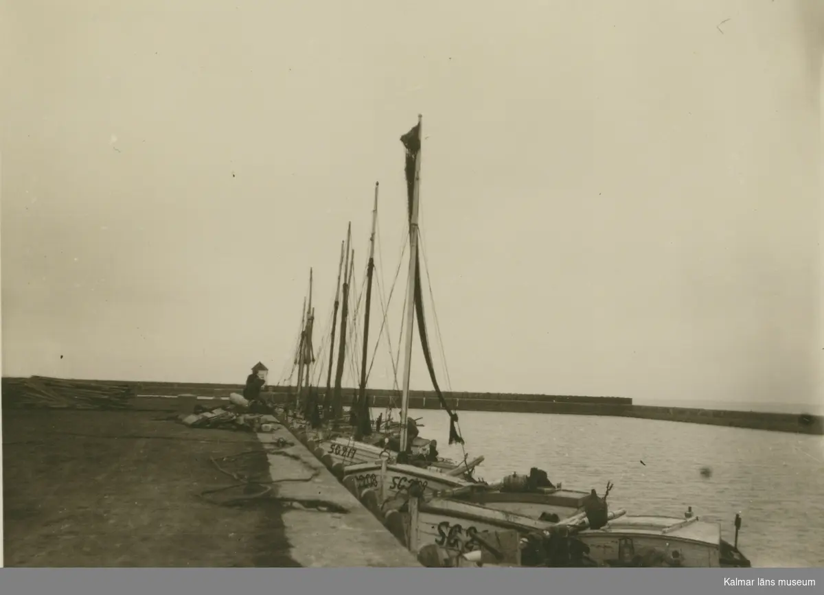 Laxfiskebåtar i Grönhögens hamn.