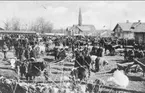 Mölltorps marknad i början av 1900-talet. Förstoring 32 x 45 cm. Neg finns.