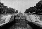 Göta kanal, Bergs slussar, Östgötadelen blev klar 1832, Västgötadelen 1822. Foto: Alfred Sjöberg. Endast glasneg finns.