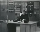 Kråks radiostation Karlsborg 1964. Erik Eriksson i kontrollremmet.