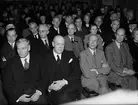 Åhörare på Uppsala arbetarinstituts 60-årsfirande på KFUM-borgen - bland andra institutets föreståndare läroverksadjunkt Carl Cederblad, professor H S Nyberg, doktor Hilding Lindberg och landshövding Rickard Sandler