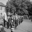 Skara Manskör.
Vänortsbesök från Norge 6 juni 1959.
Med sång och spel genom staden till konsert i Stadsträdgården.