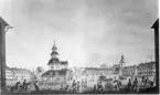 Lidköpings stad sedd från Stenportsgatan före branden 1849