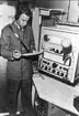 Radiobil ra 620, telegrafistfjärrskriftplats, fänrik Lövdahl omkr 1957 - 1958.