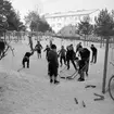 Skridskoåkning och hockeyspel på Kristinaplan, Gävle, 1957.