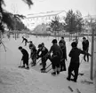 Skridskoåkning och hockeyspel på Kristinaplan, Gävle, 1957.