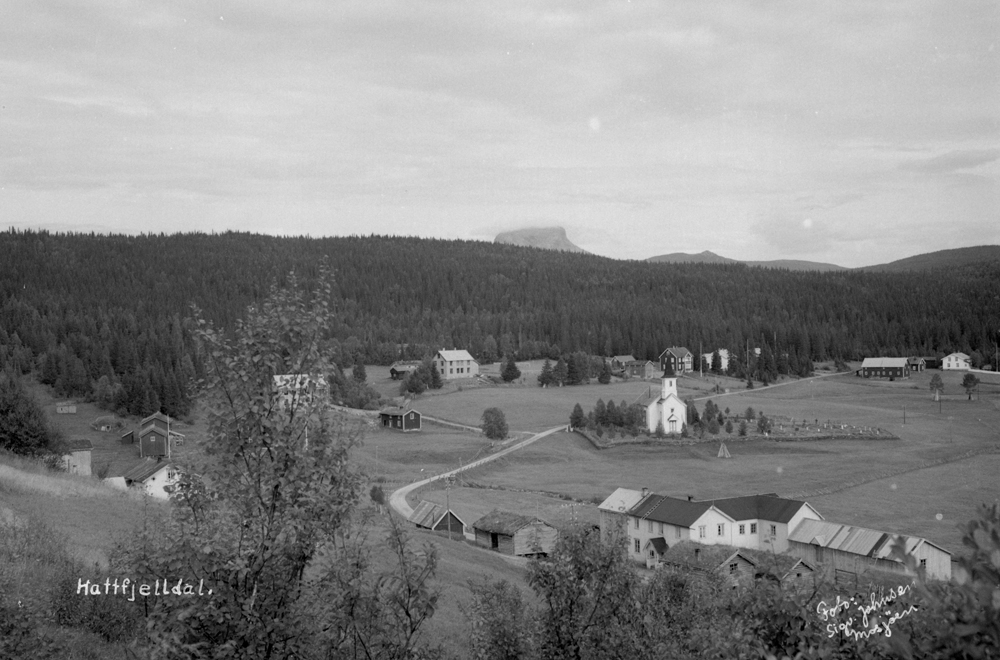 Overtsikt over Hattfjelldal sentrum.