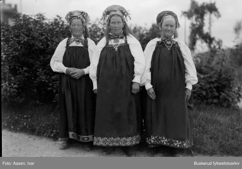 Kvinneportrett 
tre kvinner i bunad