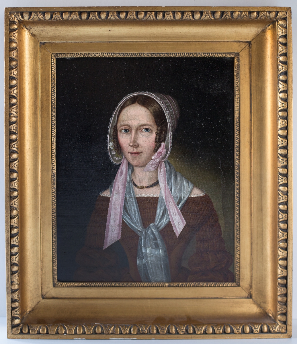 Maleri i forgylt treramme, olje på lerret.