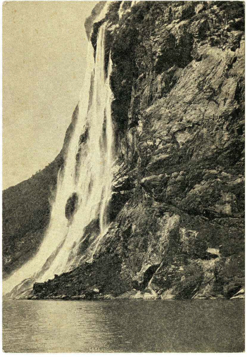 Postkort. Syv søstre i Geirangerfjorden.