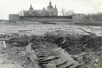 Slottsfjärden i Kalmar torrlagd i samband med arkeologisk utgrävning 1932-1934.