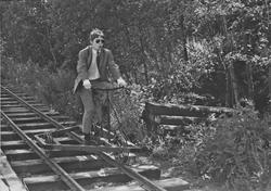 En av museumsbanen Urskog-Hølandsbanens aktive på dressin