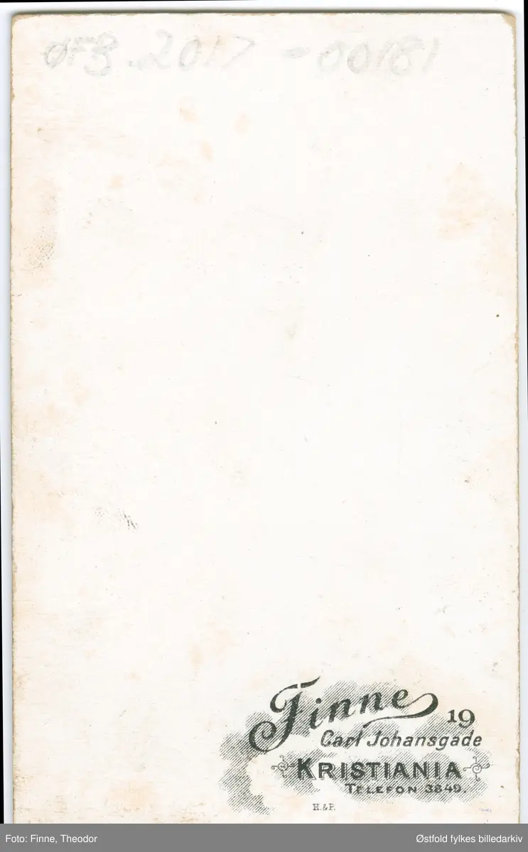 Portrett av ukjent mann, visittkort, 1906.