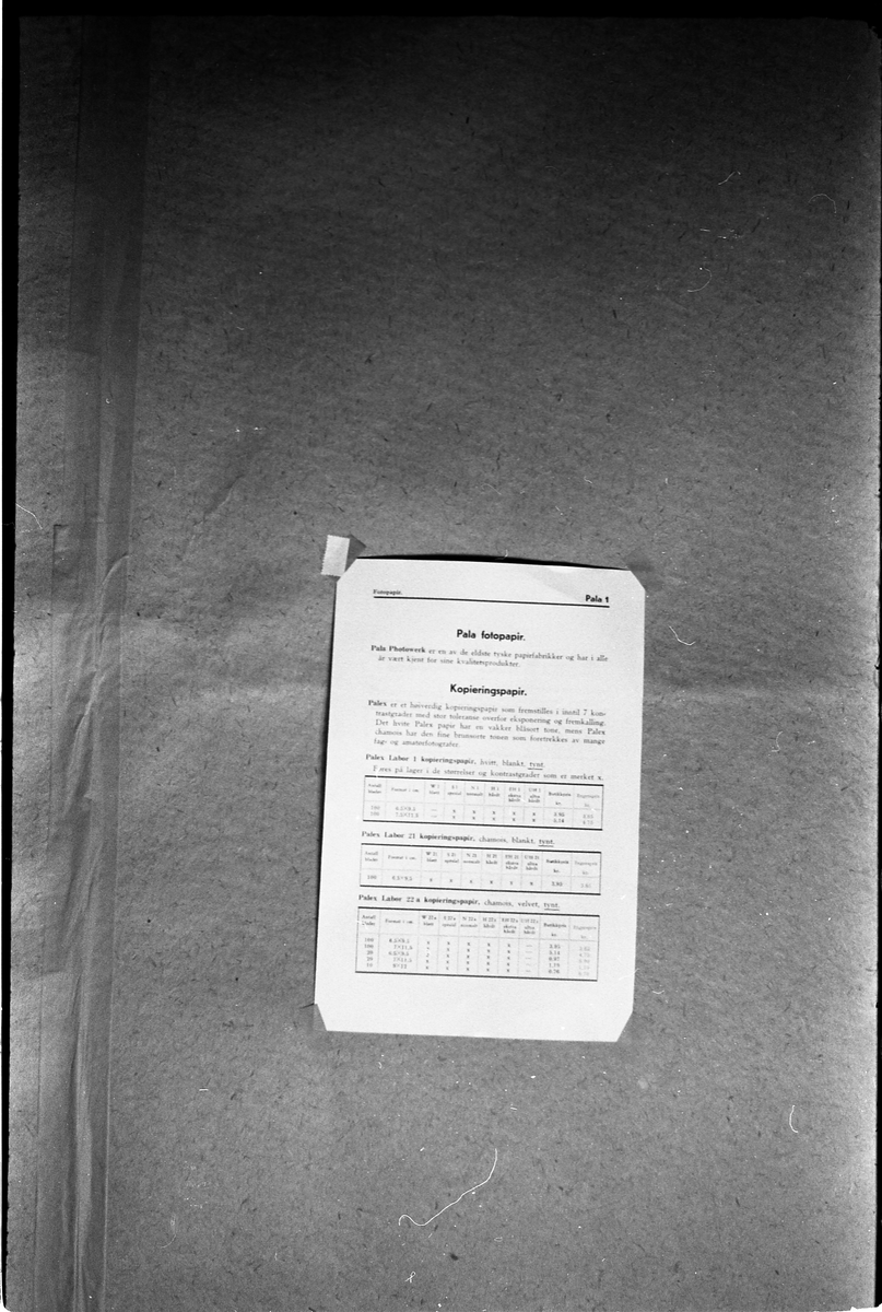 Avfotografert side fra brosjyre vedr. fotopapir.