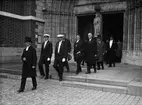 Öppnandet av Uppsala ärkestifts prästmöte, procession på väg ut ur Uppsala domkyrka