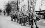 Beredskap i Torsby 1940 - 1941. Ute på marsch. Kortet finns ej på museet, utan tillhör Allan Mikaelsson, Tranås.