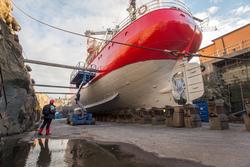 Fyrskeppet FINNGRUNDET t o r Beckholmen, Stockholms reparati