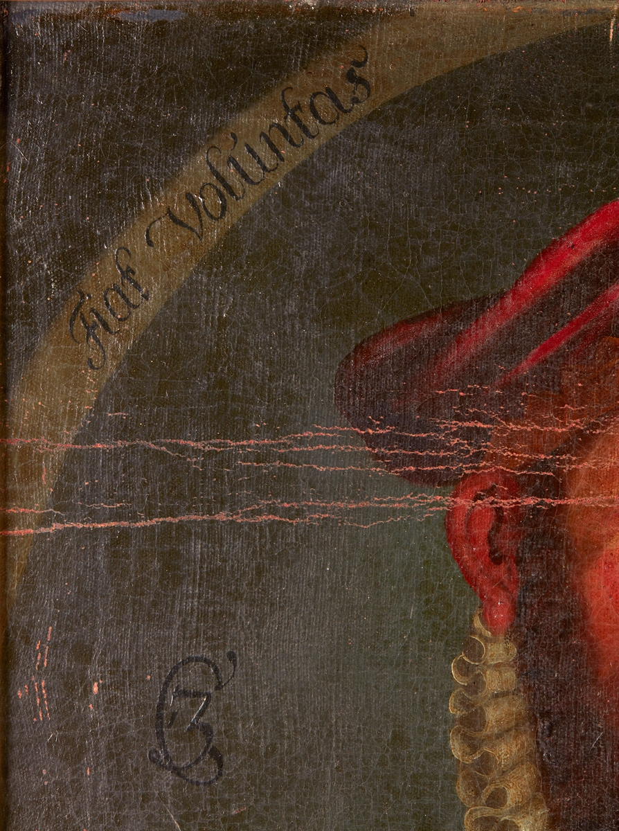 Portrett av kong Christian 3 av Danmark-Norge i drakt med pipekrage og fjærprydet hatt.