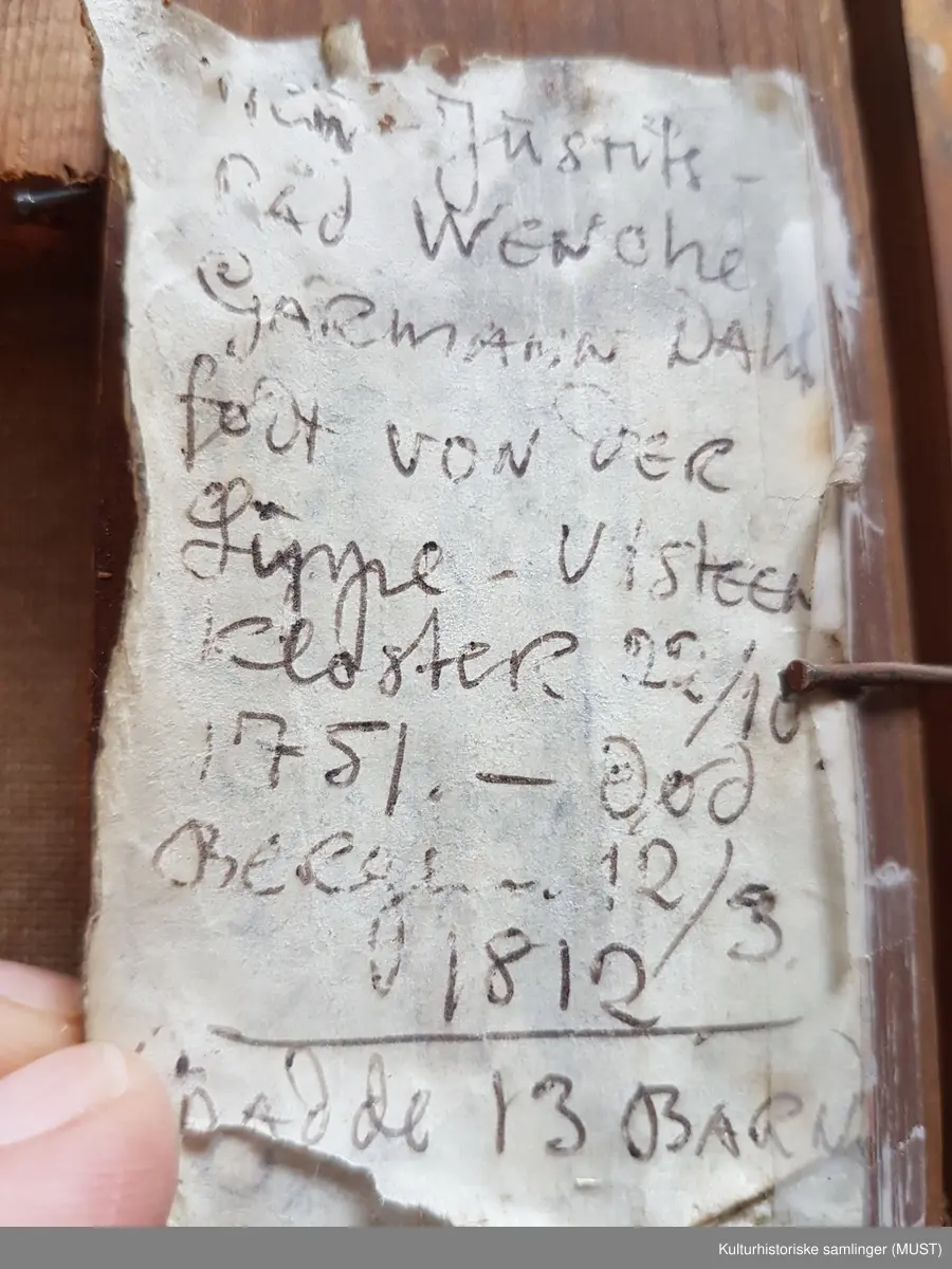 Wenche Garmann Dahl (født von der Lippe). Født: Utstein 22.10.1751. Død: Bergen 12.03.1812