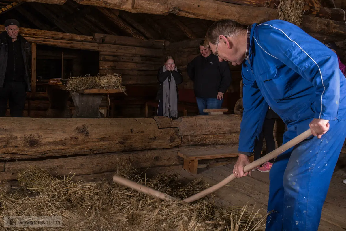 Tresking i Hammervoll-løa med Bjørn Austigard.