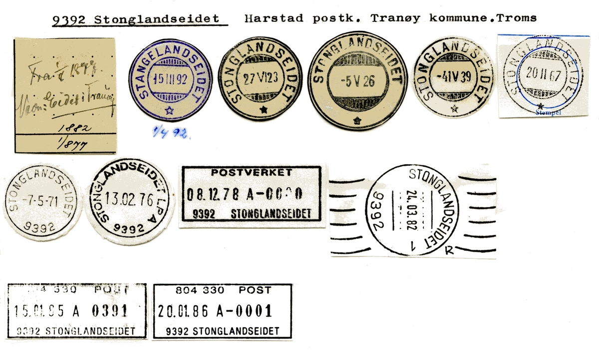 Stempelkatalog 9392 Stonglandseidet (Eidet i Tranøy, Stangelandseidet),Tranøy, Troms