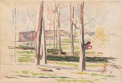 Vitsipporna blommar, Adolfsberg, Örebro [OLJEMÅLNING]