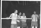 Underofficerare i S2:s gymnastiksal. Troligen 1960-tal. Från vänster: Christer Weinö, Lars Åberg, Olle Edh, Arne Jonson.