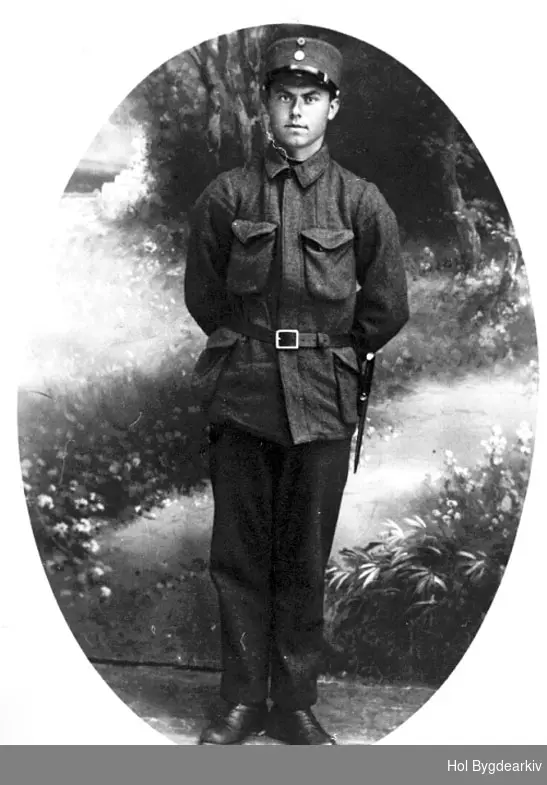Portrett, mann, soldat, militæruniform, bajonett,