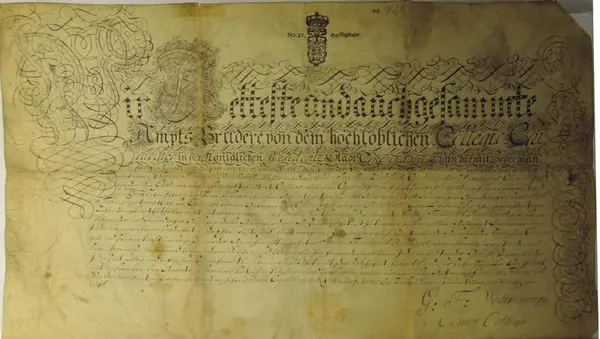 tysk skinnbrev fra 1759