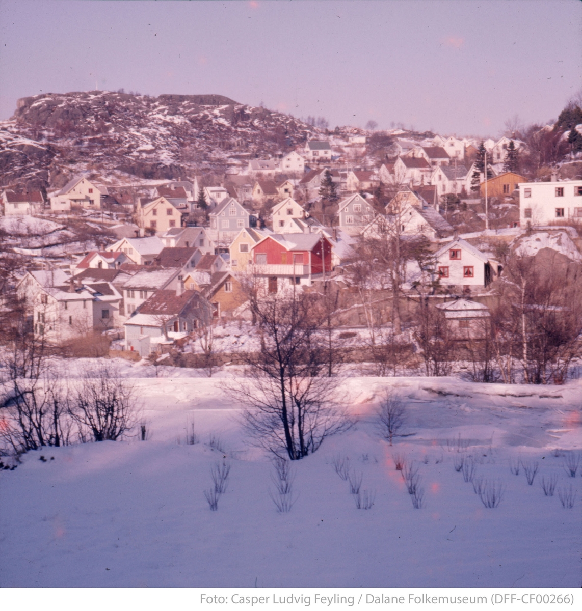 Utsikt mot Nyeveien, Langaards gate, Hellelandsgaten og Kråkefjellet i Egersund