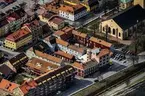 Flygfoto över Jönköpings centrum och Kristine kyrka.