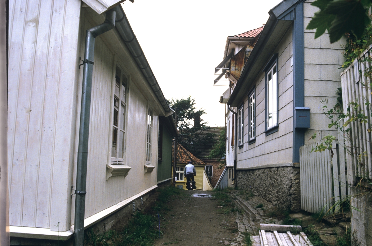 Trehusbebyggelse i sør-Halden. Illustrasjonsbilde fra Nye Bonytt 1985.